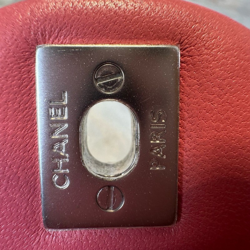 Chanel 限量已絕版 情人節滿鑽徽章款粉色羊皮CF大mini  肩背包斜背包-15