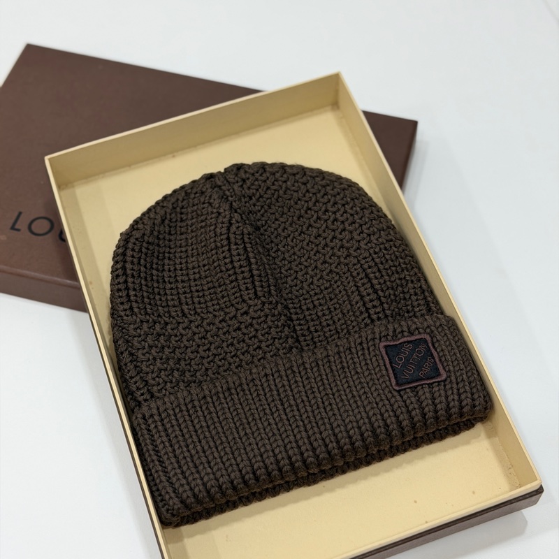 LV 咖啡色 羊毛 毛帽 羊毛帽 毛線帽 帽子-1