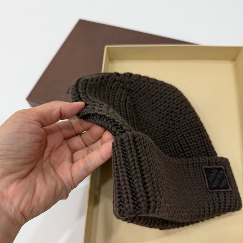 LV 咖啡色 羊毛 毛帽 羊毛帽 毛線帽 帽子-3