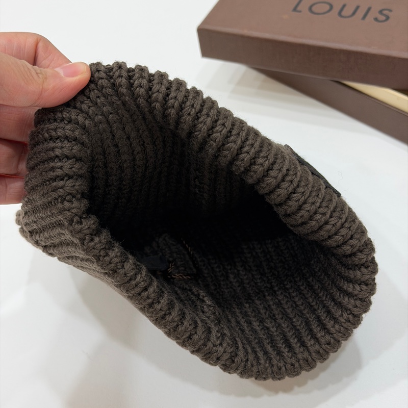 LV 咖啡色 羊毛 毛帽 羊毛帽 毛線帽 帽子-6