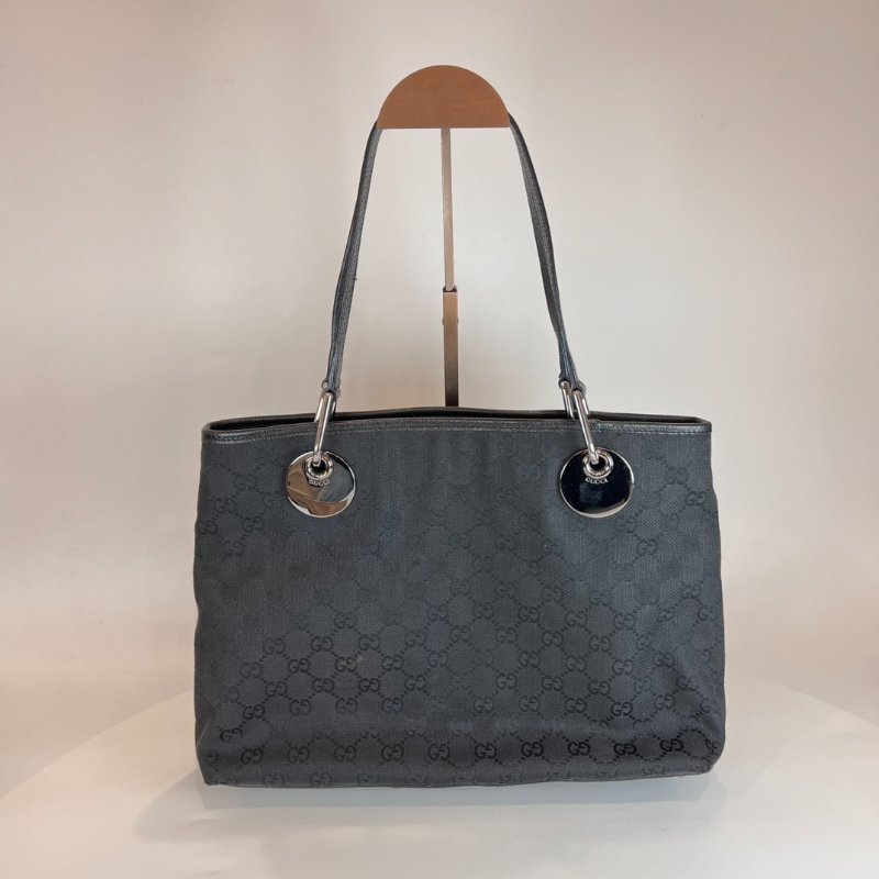 GUCCI 120837 黑色帆布單肩包-0