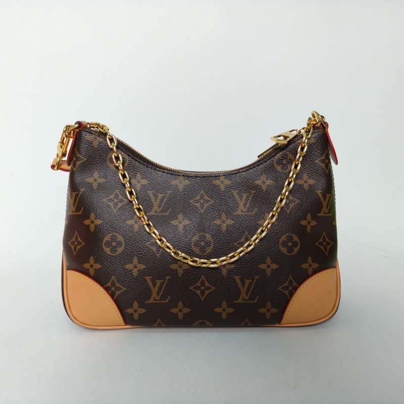 LOUIS VUITTON BOULOGNE牛角包可拆卸肩帶老花PVC晶片肩背包-2