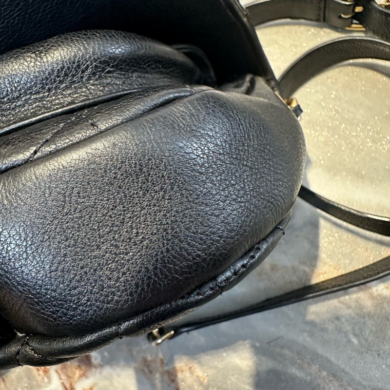 Chanel/香奈兒 19C系列馬鞍包 小豬包 黑金牛皮 斜背包肩背包-10