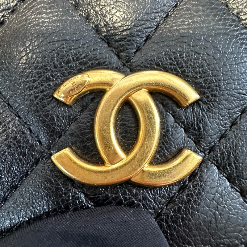 Chanel/香奈兒 19C系列馬鞍包 小豬包 黑金牛皮 斜背包肩背包-13