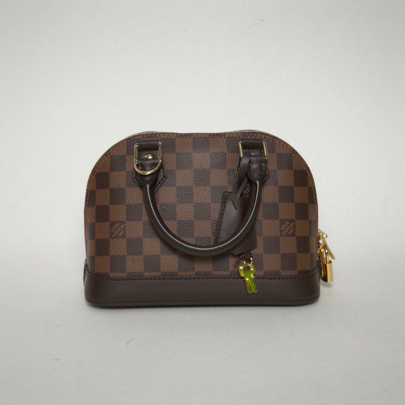 LOUIS VUITTON ALMA貝殼包BB23.5棕色棋盤格PVC晶片肩背包-0