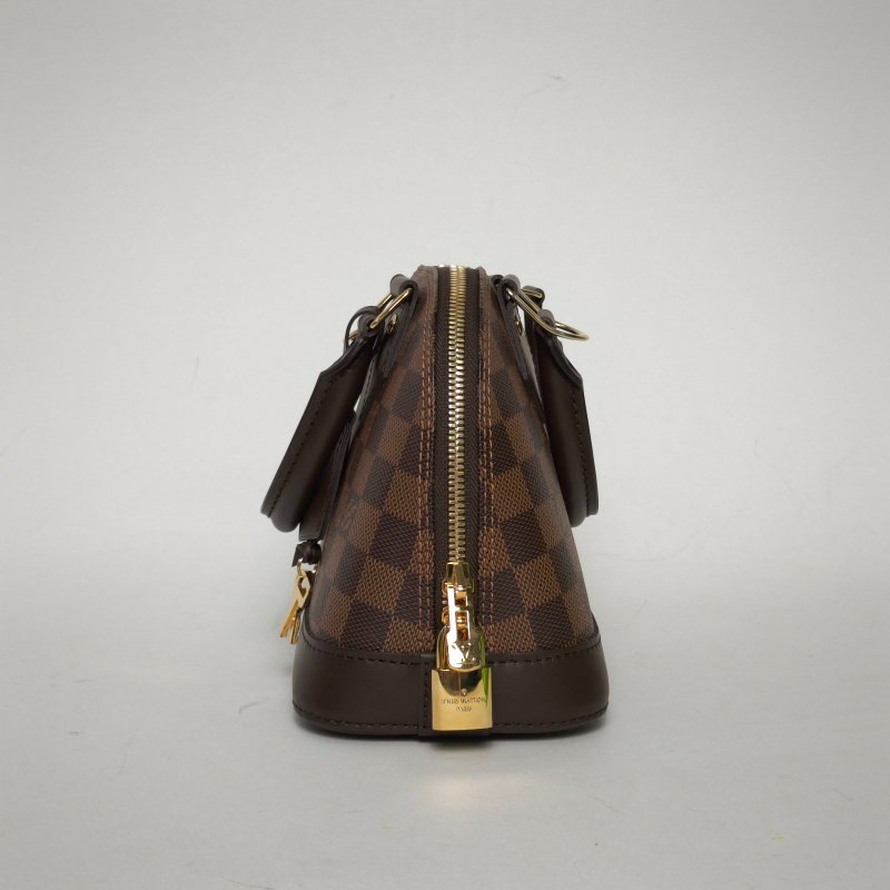 LOUIS VUITTON ALMA貝殼包BB23.5棕色棋盤格PVC晶片肩背包-1