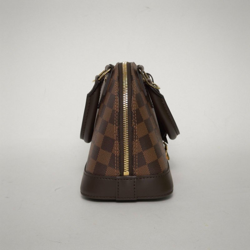 LOUIS VUITTON ALMA貝殼包BB23.5棕色棋盤格PVC晶片肩背包-3
