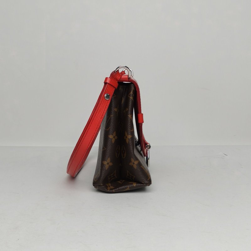 LOUIS VUITTON SAINTMICHEL翻蓋信封包拼紅色PVC/EPI水波紋牛皮2017老花肩背包-3
