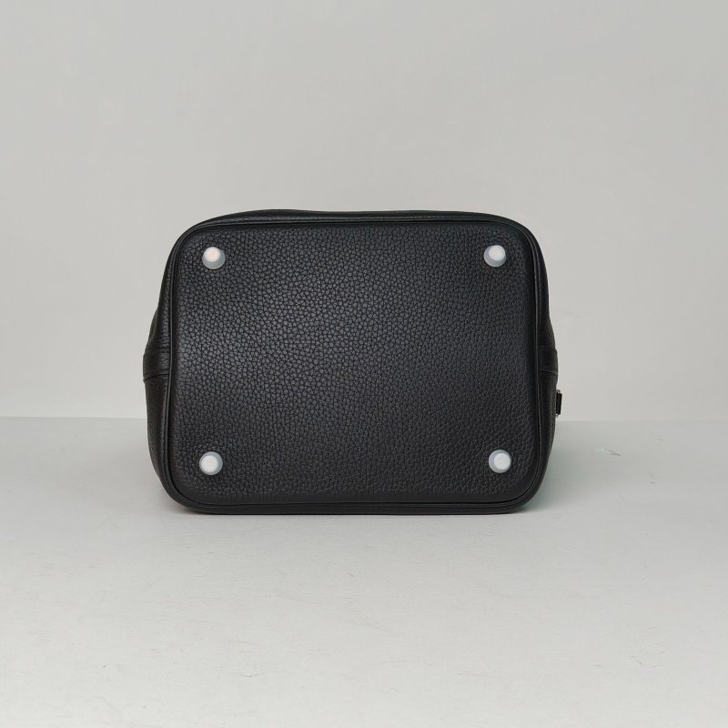 HERMES Picotin22菜籃子89黑色TC皮Z刻銀扣肩背包-4