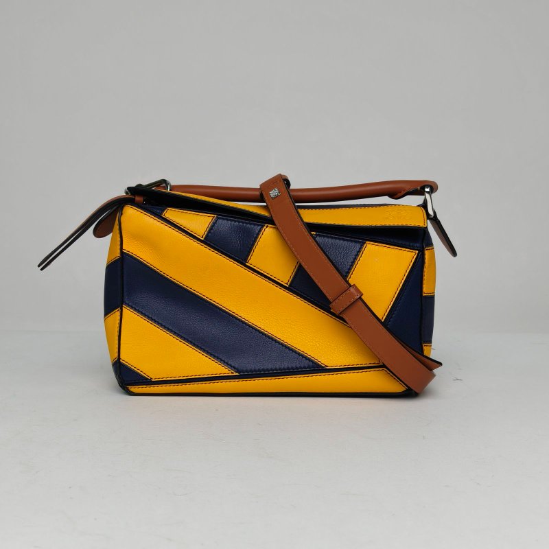 LOEWE Puzzle24幾何包小號拼色牛皮肩背包-0