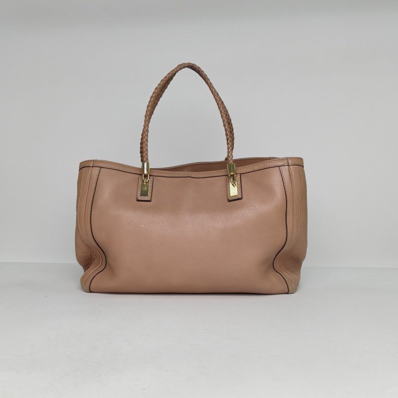 GUCCI 粉色牛皮金扣竹節手提包肩背包-2