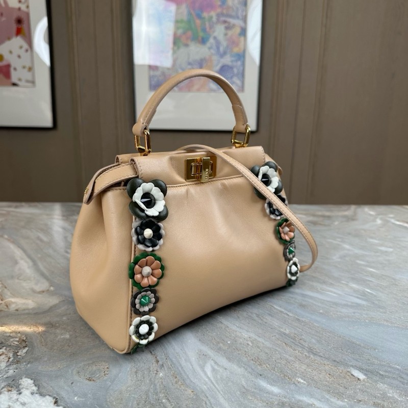 Fendi peekaboo 小怪獸花卉 全皮手提包肩背包 高公價款-1