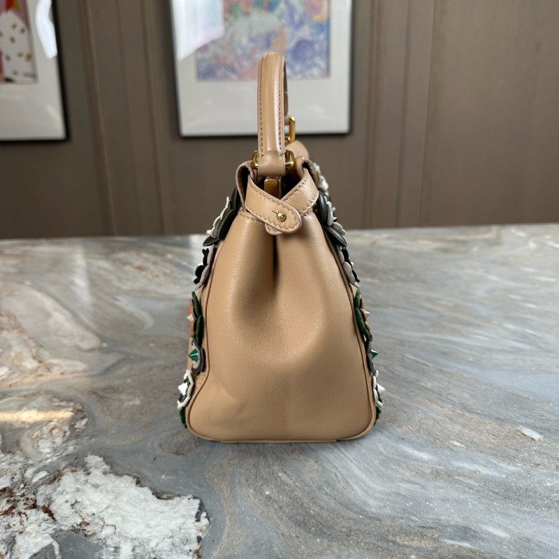Fendi peekaboo 小怪獸花卉 全皮手提包肩背包 高公價款-5