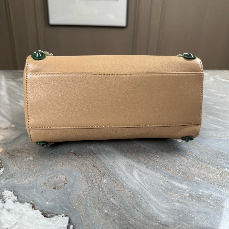 Fendi peekaboo 小怪獸花卉 全皮手提包肩背包 高公價款-8