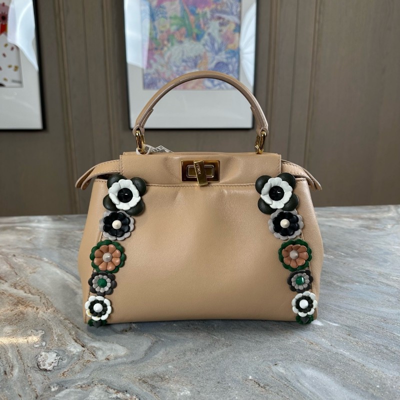 Fendi peekaboo 小怪獸花卉 全皮手提包肩背包 高公價款-12