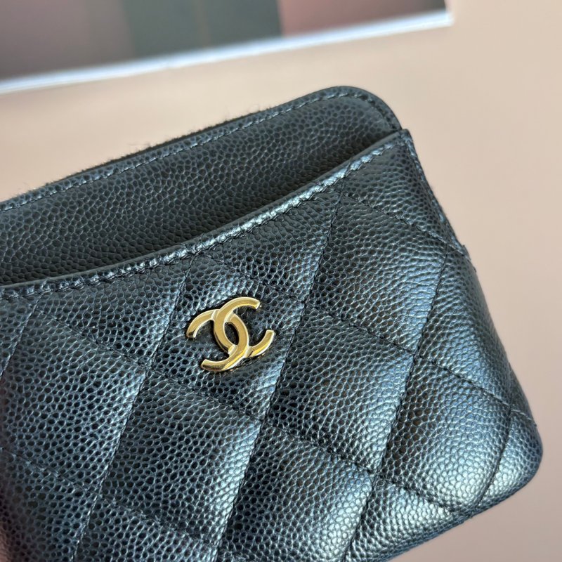 ::CHANEL:: 香奈兒 黑金荔枝牛皮吐司零錢包 卡包-3