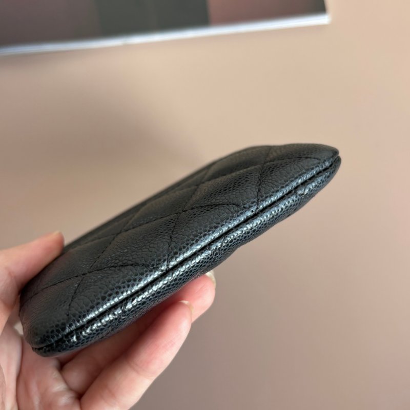 ::CHANEL:: 香奈兒 黑金荔枝牛皮吐司零錢包 卡包-6