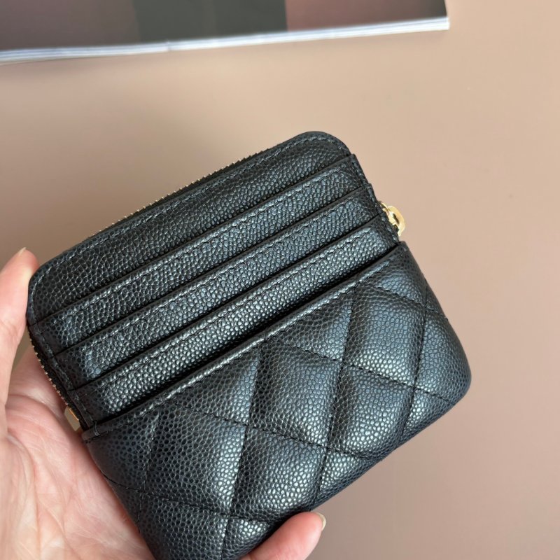 ::CHANEL:: 香奈兒 黑金荔枝牛皮吐司零錢包 卡包-7