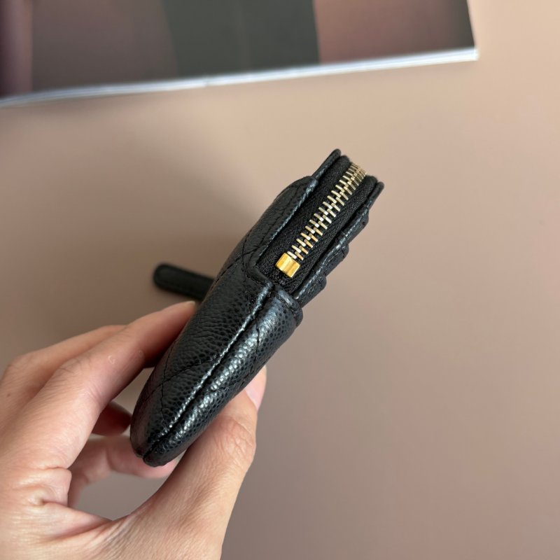 ::CHANEL:: 香奈兒 黑金荔枝牛皮吐司零錢包 卡包-9