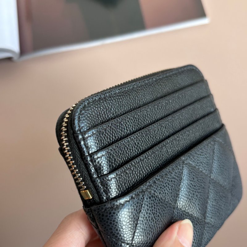 ::CHANEL:: 香奈兒 黑金荔枝牛皮吐司零錢包 卡包-11