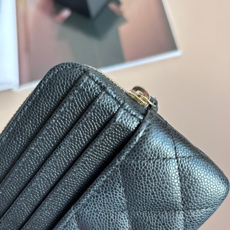 ::CHANEL:: 香奈兒 黑金荔枝牛皮吐司零錢包 卡包-12