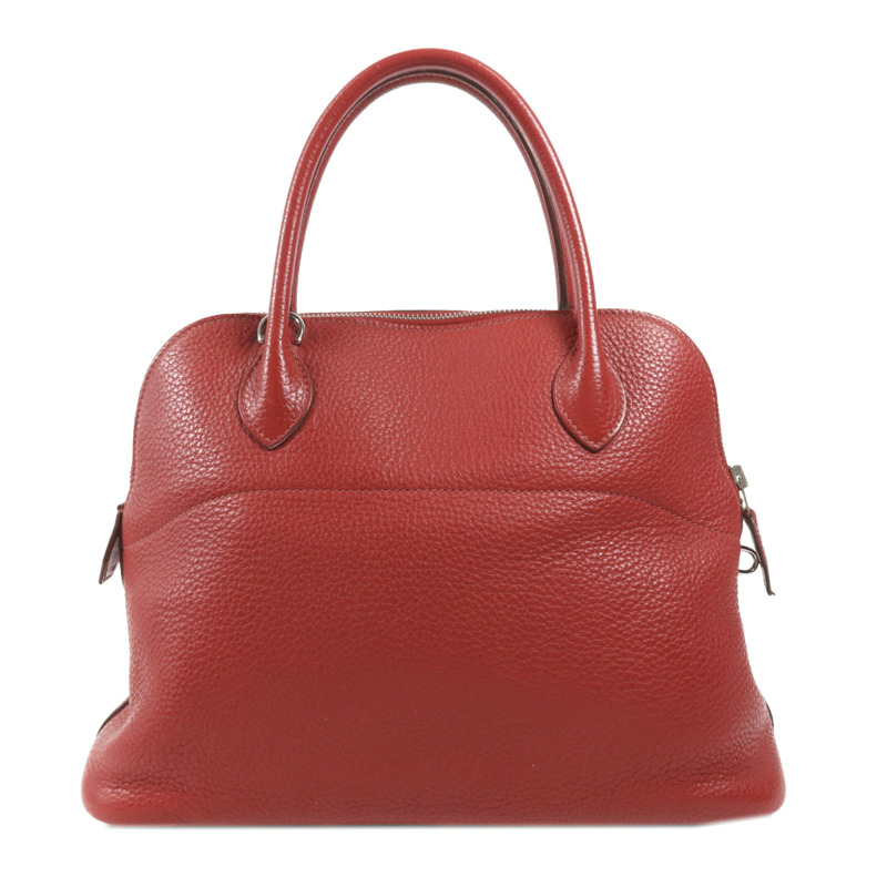 HERMES Clemence皮革Bolide 31銀扣手挽肩背兩用袋Vermillon-1