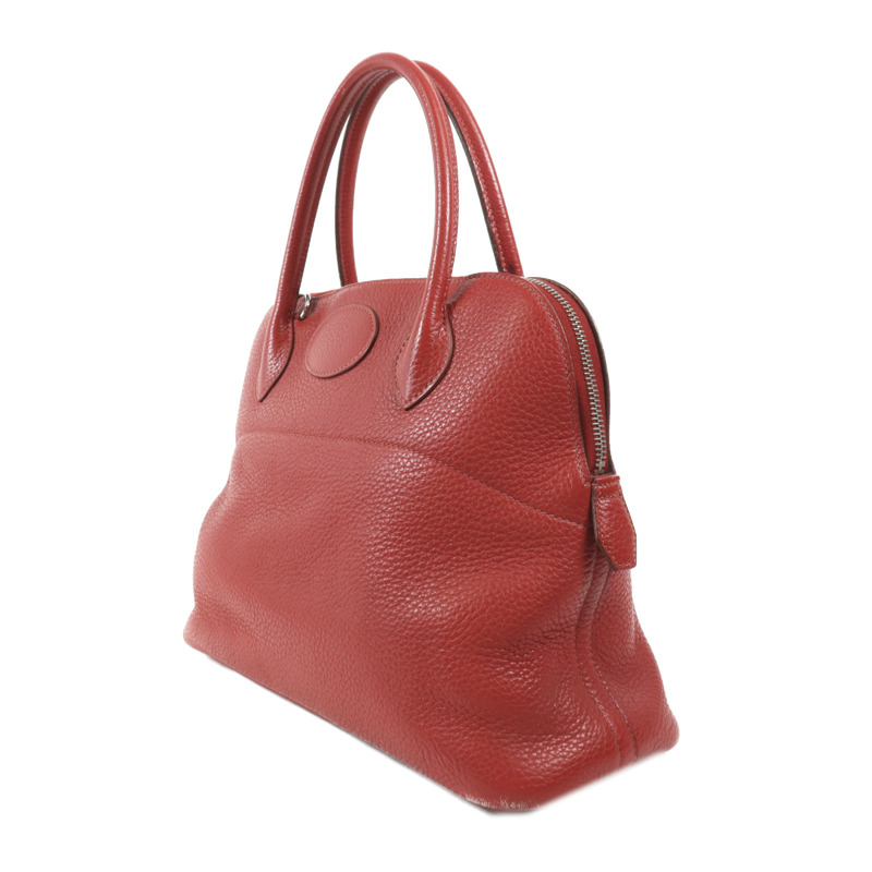 HERMES Clemence皮革Bolide 31銀扣手挽肩背兩用袋Vermillon-2