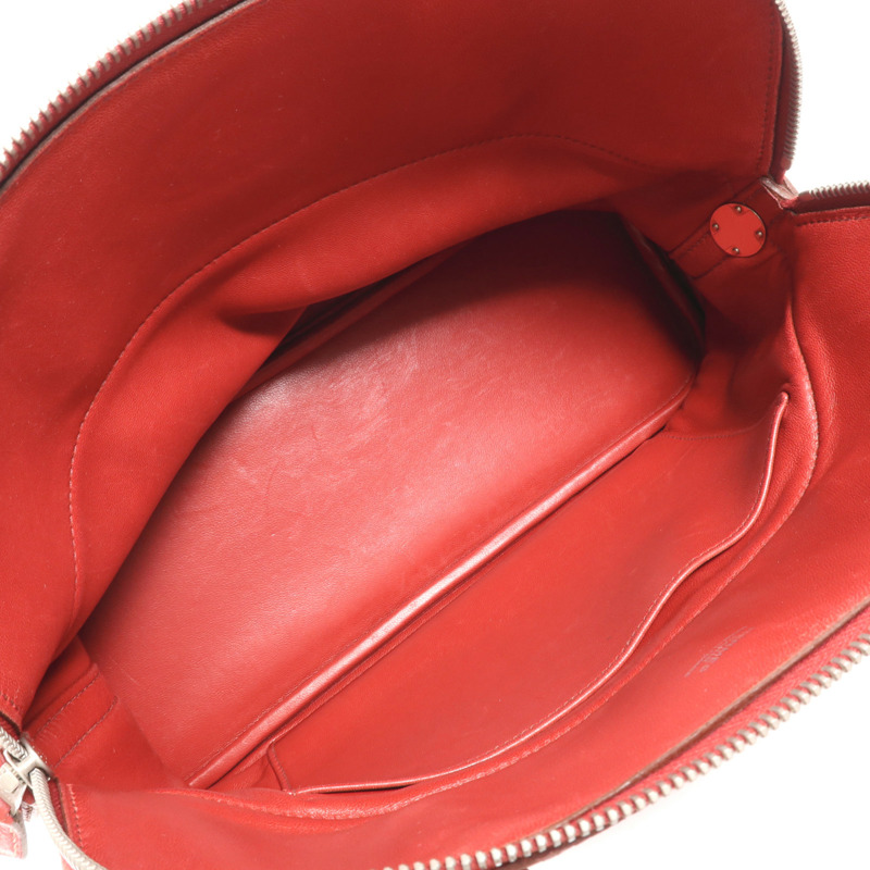 HERMES Clemence皮革Bolide 31銀扣手挽肩背兩用袋Vermillon-4