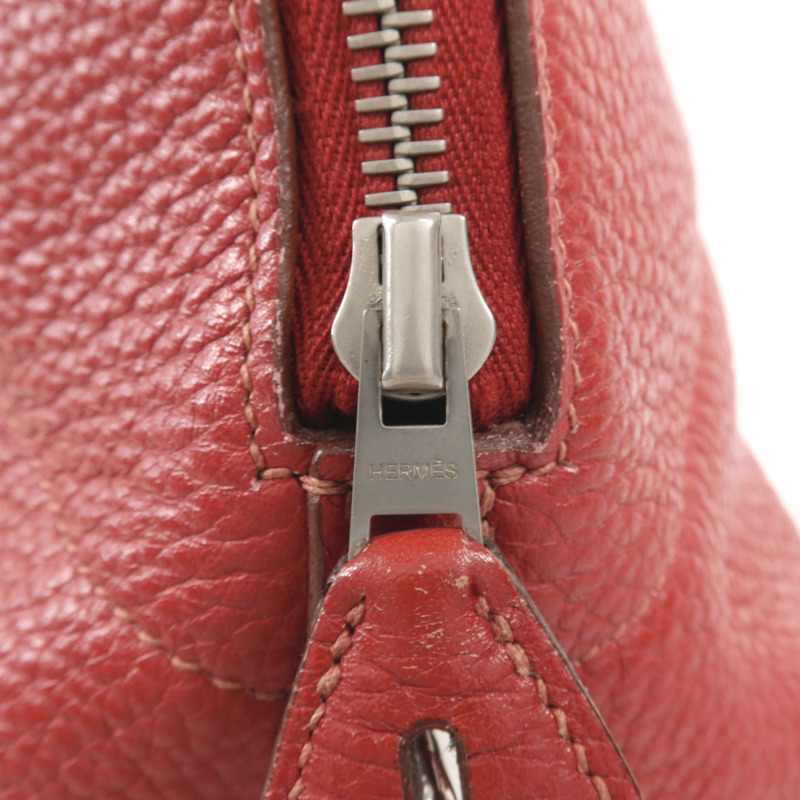 HERMES Clemence皮革Bolide 31銀扣手挽肩背兩用袋Vermillon-7