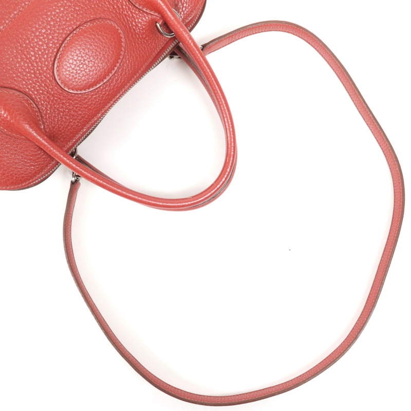 HERMES Clemence皮革Bolide 31銀扣手挽肩背兩用袋Vermillon-8