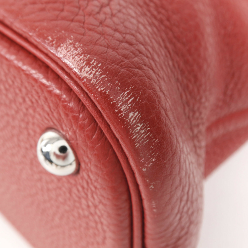 HERMES Clemence皮革Bolide 31銀扣手挽肩背兩用袋Vermillon-9