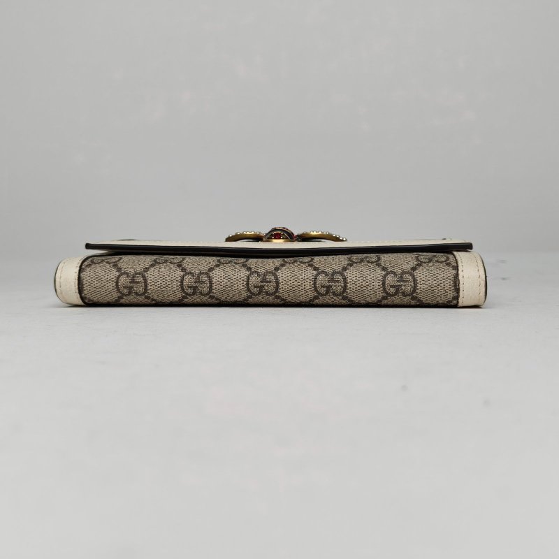 GUCCI 老花PVCQueenMargaret瑪格麗特蜜蜂長款錢包肩背包-4