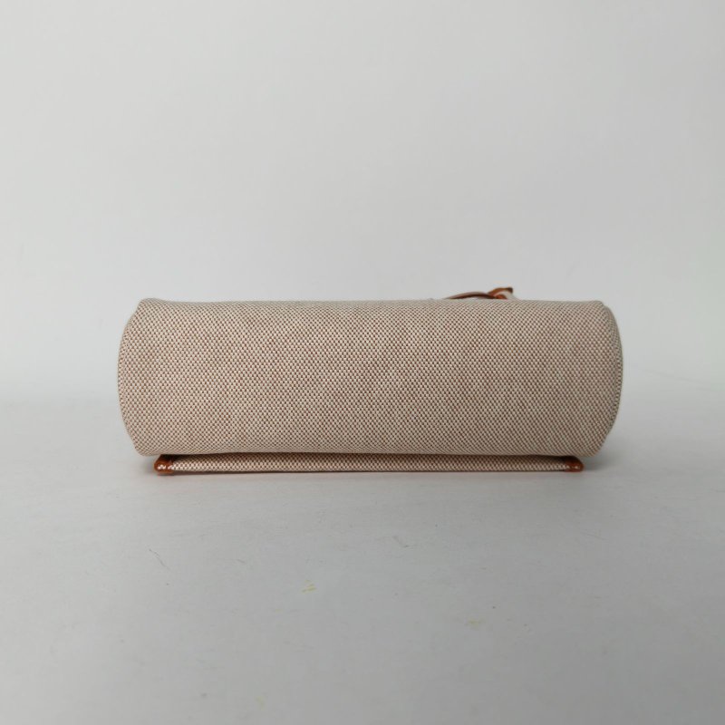 HERMES HerbagZip20帆布拼牛皮14米色拼34黃褐色帆布/Hunter牛皮K2025金扣肩背包-4