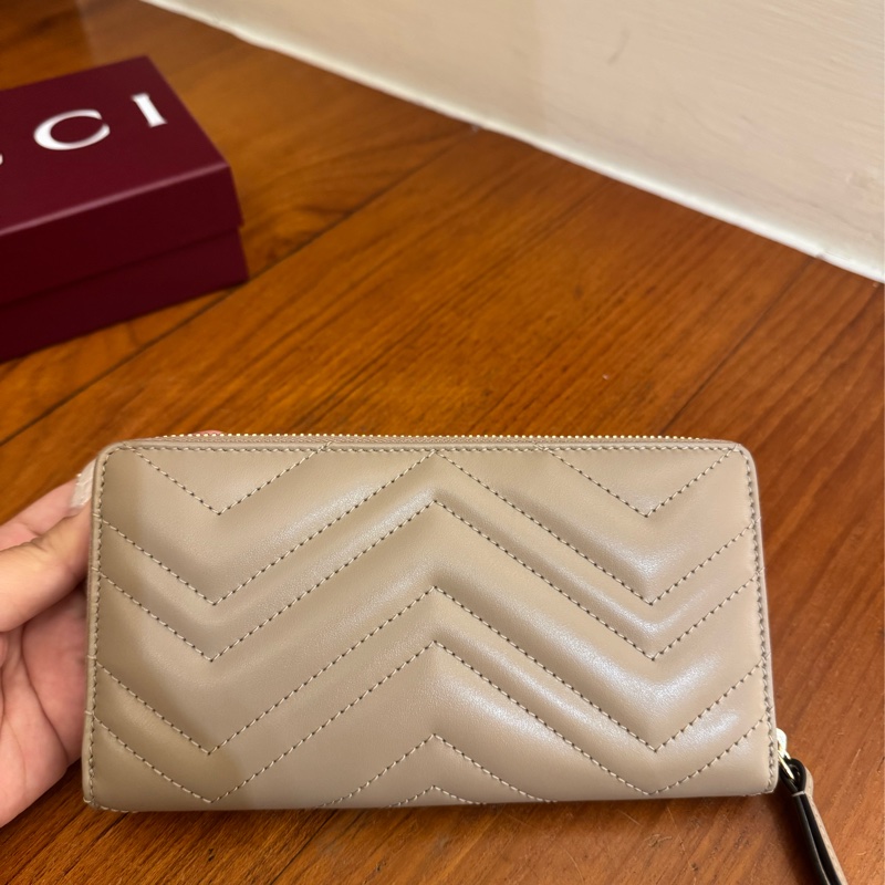 Gucci藕粉色金雙G marmontㄇ拉長夾-2