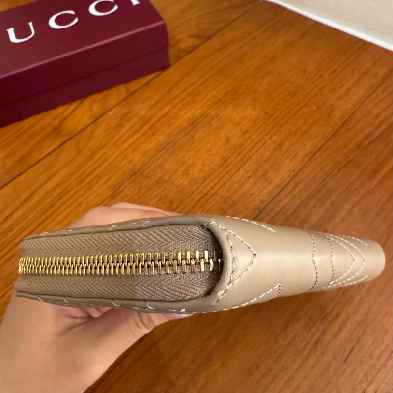 Gucci藕粉色金雙G marmontㄇ拉長夾-6