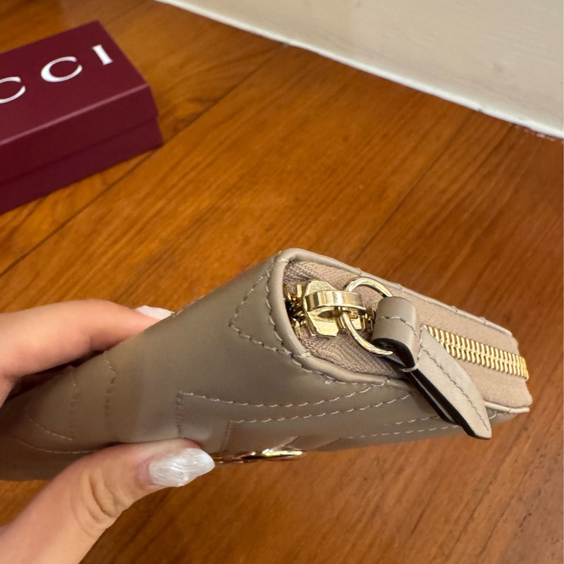 Gucci藕粉色金雙G marmontㄇ拉長夾-9