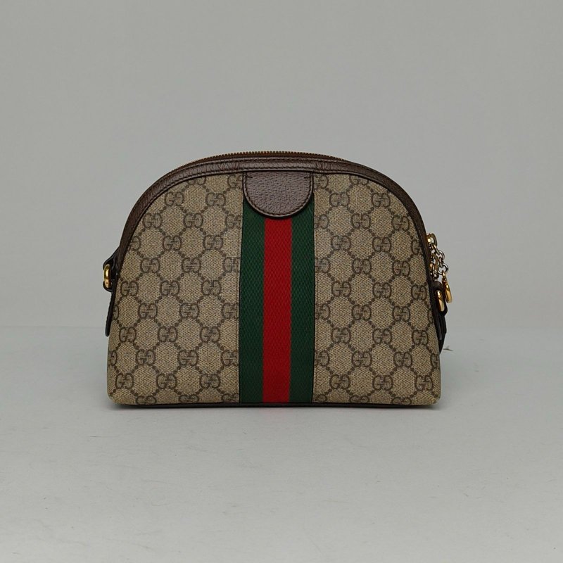 GUCCI Ophidia貝殼包小號23.5烏木色PVC金扣肩背包-2