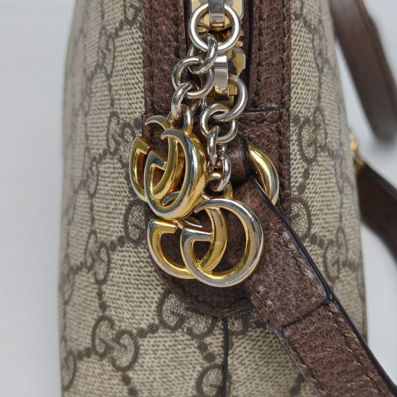 GUCCI Ophidia貝殼包小號23.5烏木色PVC金扣肩背包-4