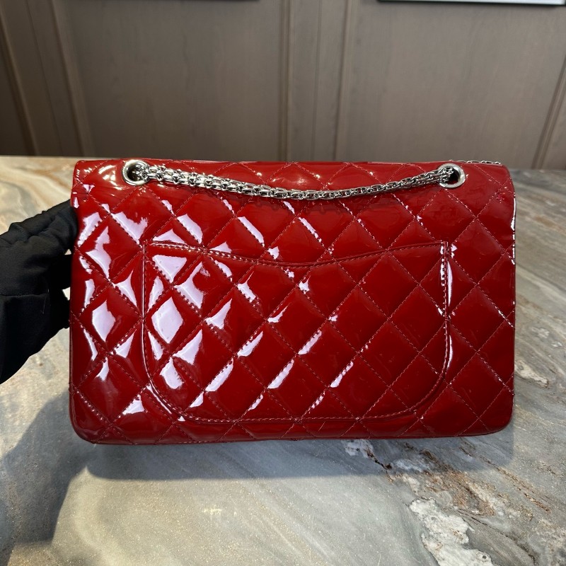 Chanel/香奈兒 2.55大號❤️紅色銀扣漆皮 是很好看的紅！-3
