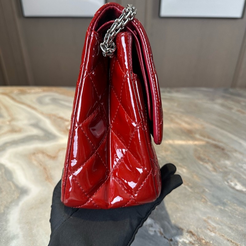 Chanel/香奈兒 2.55大號❤️紅色銀扣漆皮 是很好看的紅！-8