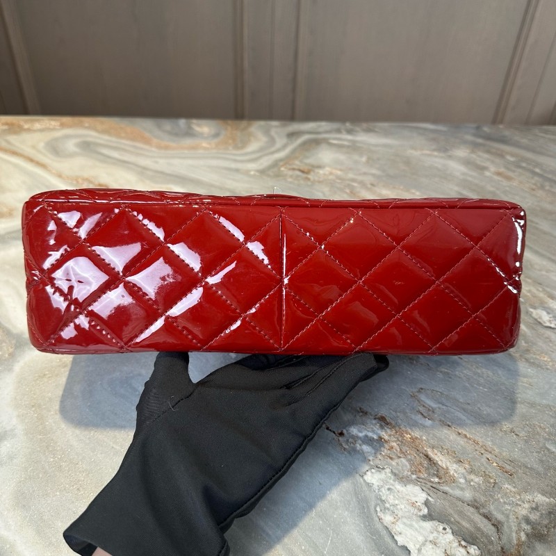 Chanel/香奈兒 2.55大號❤️紅色銀扣漆皮 是很好看的紅！-9