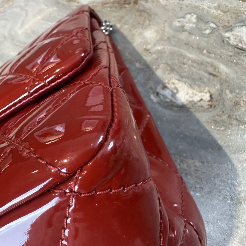 Chanel/香奈兒 2.55大號❤️紅色銀扣漆皮 是很好看的紅！-11