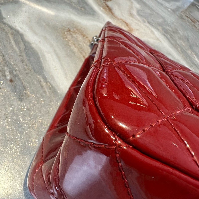 Chanel/香奈兒 2.55大號❤️紅色銀扣漆皮 是很好看的紅！-13