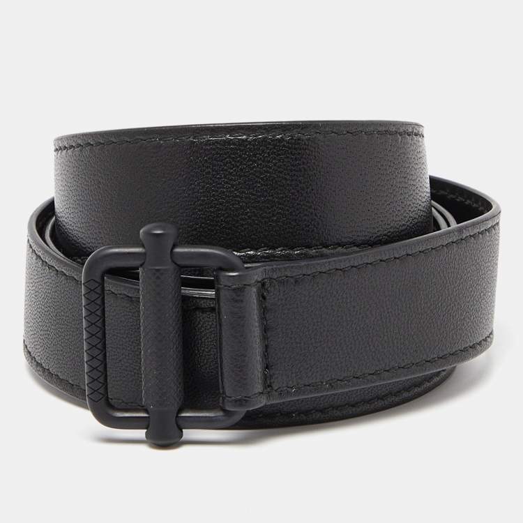 Bottega Veneta 黑色 細扣 金屬 皮帶 腰帶-0