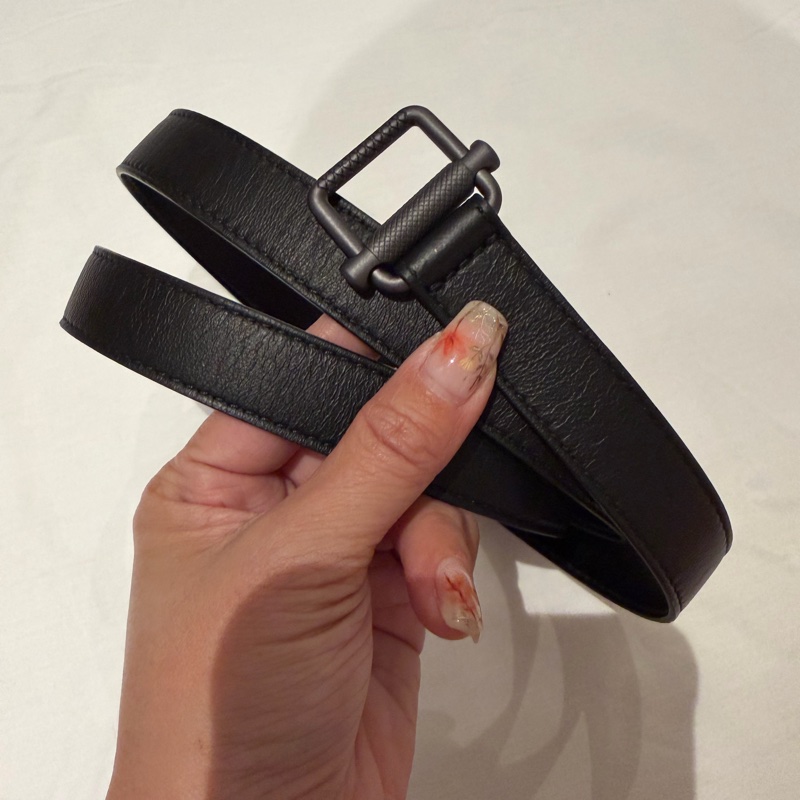 Bottega Veneta 黑色 細扣 金屬 皮帶 腰帶-2
