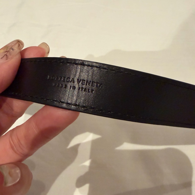 Bottega Veneta 黑色 細扣 金屬 皮帶 腰帶-3