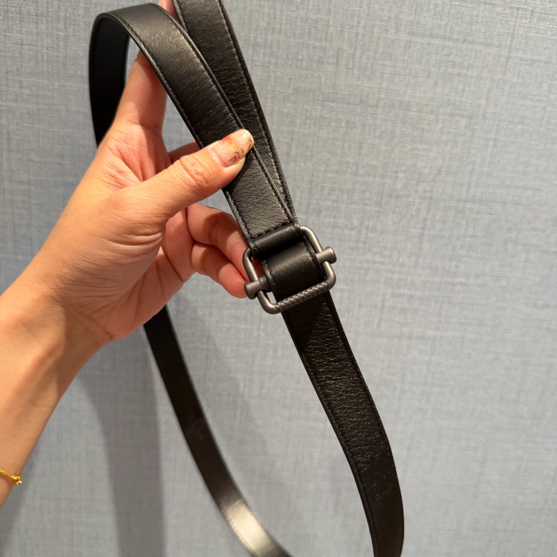 Bottega Veneta 黑色 細扣 金屬 皮帶 腰帶-10