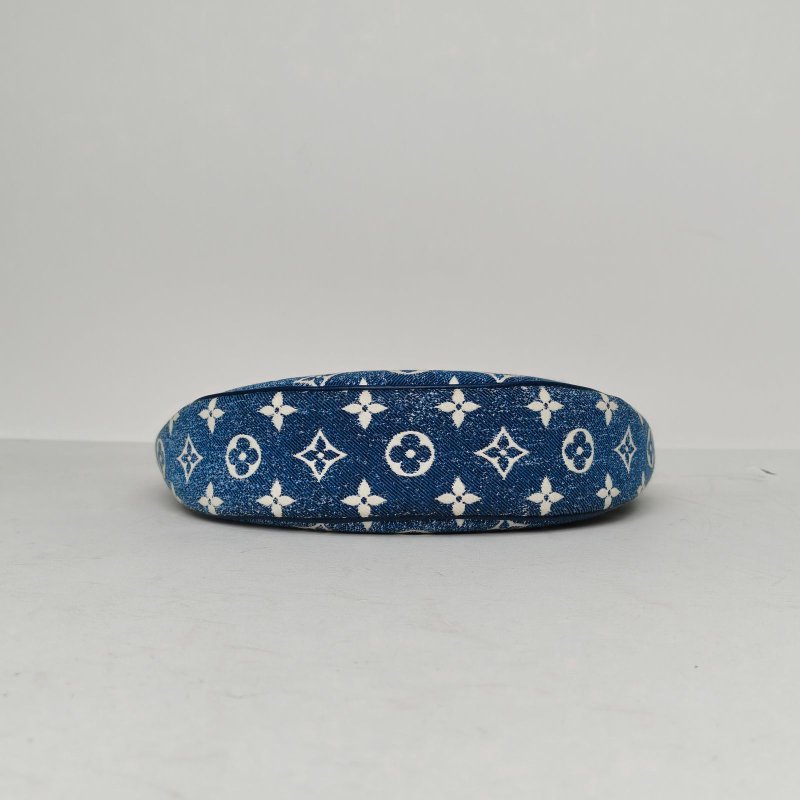 LOUIS VUITTON Loop豌豆包拼牛仔藍牛皮/帆布金扣晶片豌豆包牛皮拼帆布肩背包-4