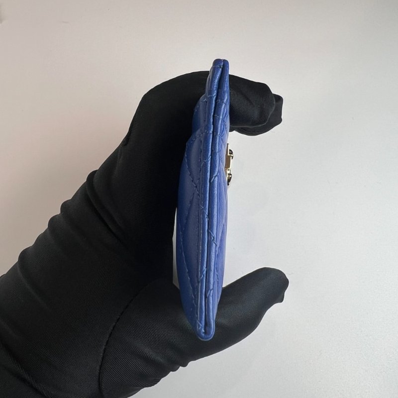 全新品 CHANEL BOY銀扣菱格紋卡夾藍羊皮29開-3