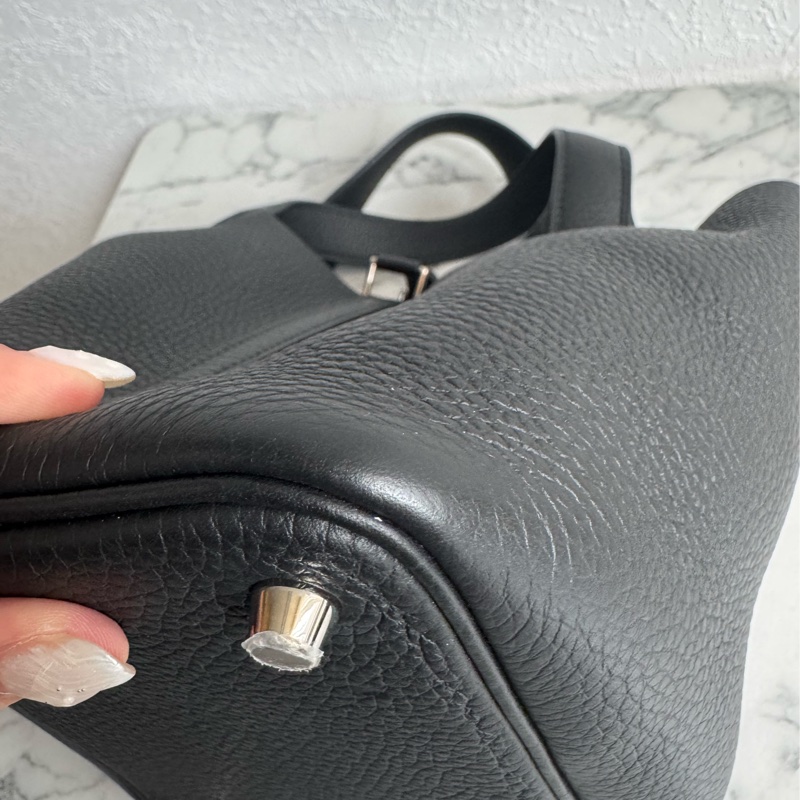 Hermes黑色銀釦picotin18-8